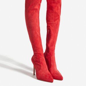 ShoeDazzle Lekisha Thigh High Red Stiletto Boots Size 8